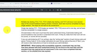 EBR ACT Online Testing with Accessibility and Supports