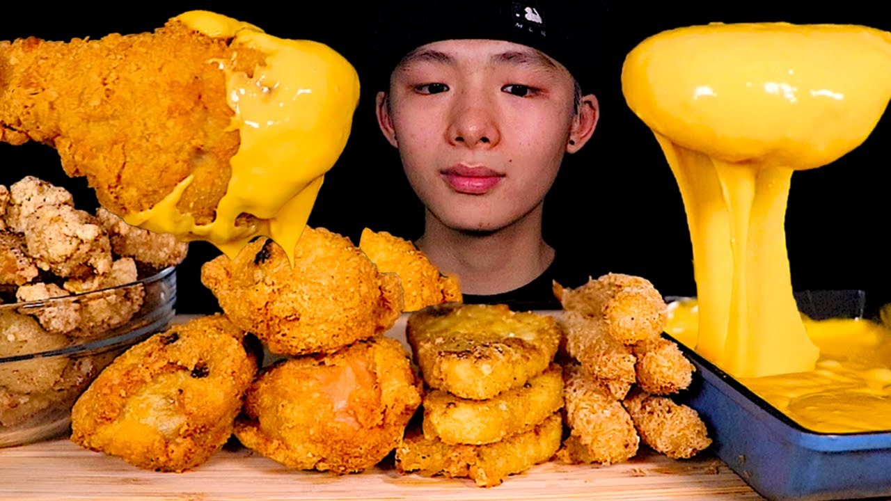 ASMR STRETCHY CHEESE & FRIED CHICKEN HASH BROWNS SHRIMP TEMPURA 닭튀김해쉬 브라새우튀김 拉絲芝士炸雞 薯餅 天婦羅| MAR ASMR