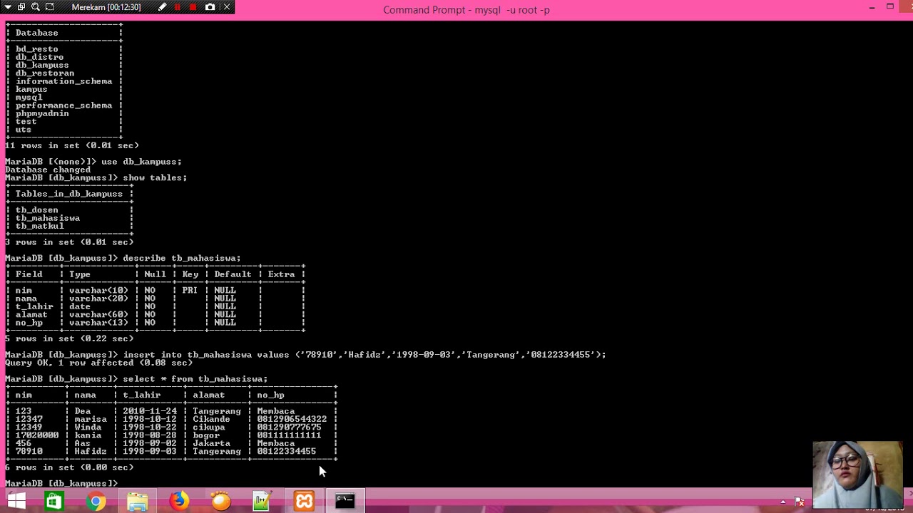 TUTORIAL insert , update , delete , menggunakan mysql di Cmd - YouTube