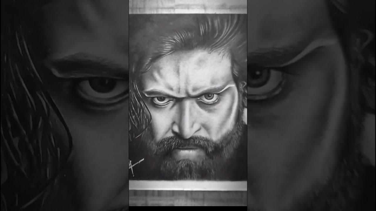 K.G.F.2 Actor Yash Pencil portrait realistic sketch | oil colour | watercolor painting 🎨| etc.....