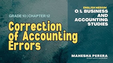 Correction of Accounting Errors | grade 10 | English Medium
