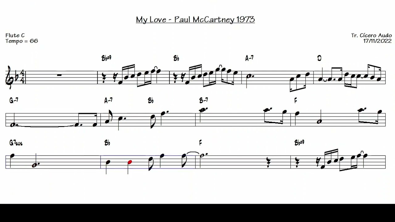 My Love - Paul McCartney 1973 (Flute C) [Sheet music] - YouTube