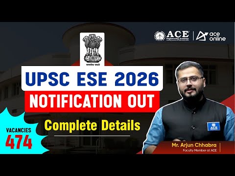 UPSC ESE 2026 Notification Out | 474 Vacancies | Complete Details | ACE Online - video from ACE Online