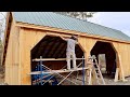 Building our OWN Post & Beam Garage Trimming Garage Doors on the Post & Beam Build