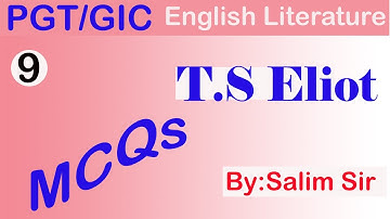 T S Eliot//MCQ//PGT//GIC #TSELIOT