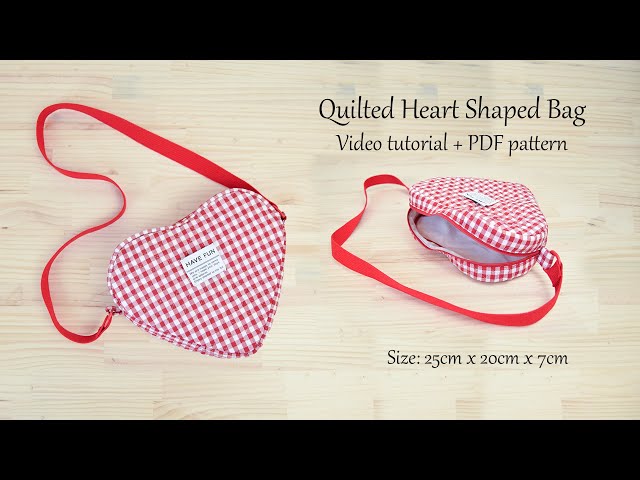 How to sew a Gingham Quilted Heart Shaped Bag - DIY Sewing