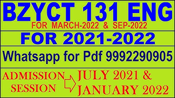 BZYCT 131 Solved Assignment 2021-22 in English , bscg ignou solved assignment 2021-22
