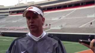 Oklahoma State OC Todd Monken with the Media