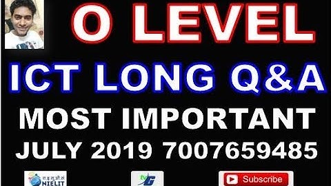 ICT RESOURCES MOST IMPORTANT LONG SOLUTION IN HINDI 2019 JULY O LEVEL