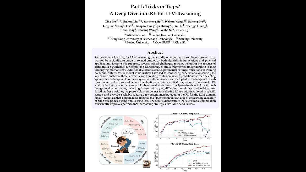 [QA] Part 1: Tricks or Traps? A Deep Dive into RL for LLM Reasoning ...