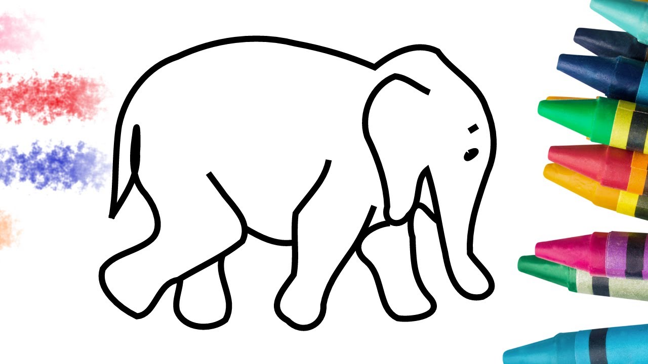 How to draw and color a Elephant | how to draw art for kids hub - YouTube