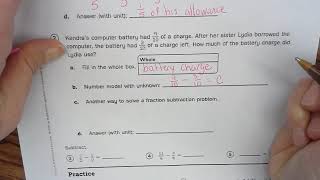 Home Link 5-7 Subtracting Fractions