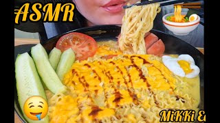 ASMR Cheese Ramen Buldak 😋😋 Sausage & Eggs MUKBANG No Talking (EATING SOUNDS) #asmr