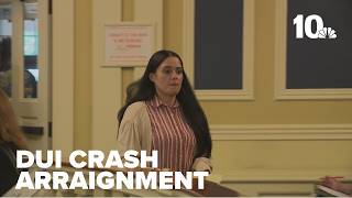Woman accused of crashing into, injuring motorcyclist arraigned on DUI charge