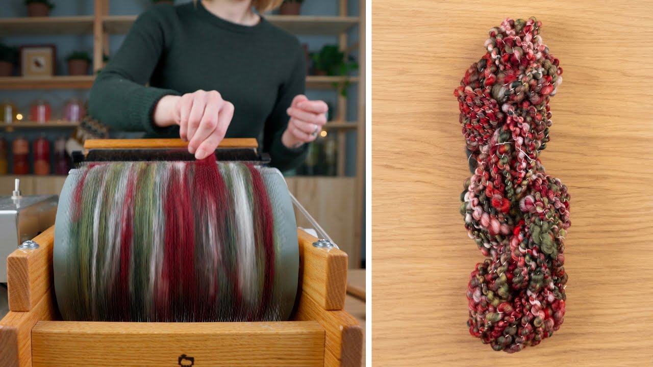 Making Christmas Yarn! (carding & spinning, no talking)