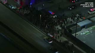 SCENE: Crowds gather outside seized Venezuelan president Maduro's detention centre in New York