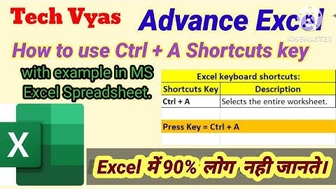 Ctrl + A Shortcuts key in MS Excel. Advance Excel Tricks &Tips. #techvyas1 #excel #msoffice #tricks