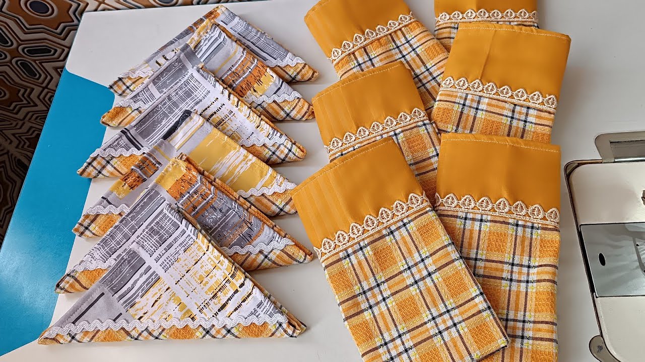 ‎‫مشروع مصغر💸 السر لخياطة مناديل المطبخ بطريقة احترافية لكل مبتدئات👍 مع سعر البيع‬‎