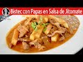 BISTEC CON PAPAS EN SALSA DE JITOMATE | #VickyRecetaFacil