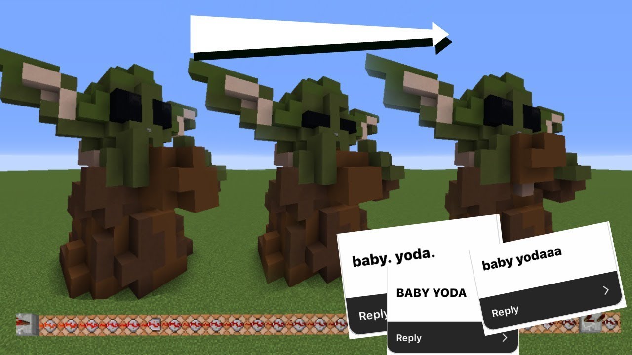 i built Baby Yoda sipping soup with commands in Minecraft (because you