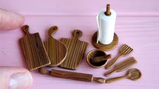 Кухонные принадлежности для куклы. Miniature kitchen utensils. Polymer clay. Tutorial. DIY.