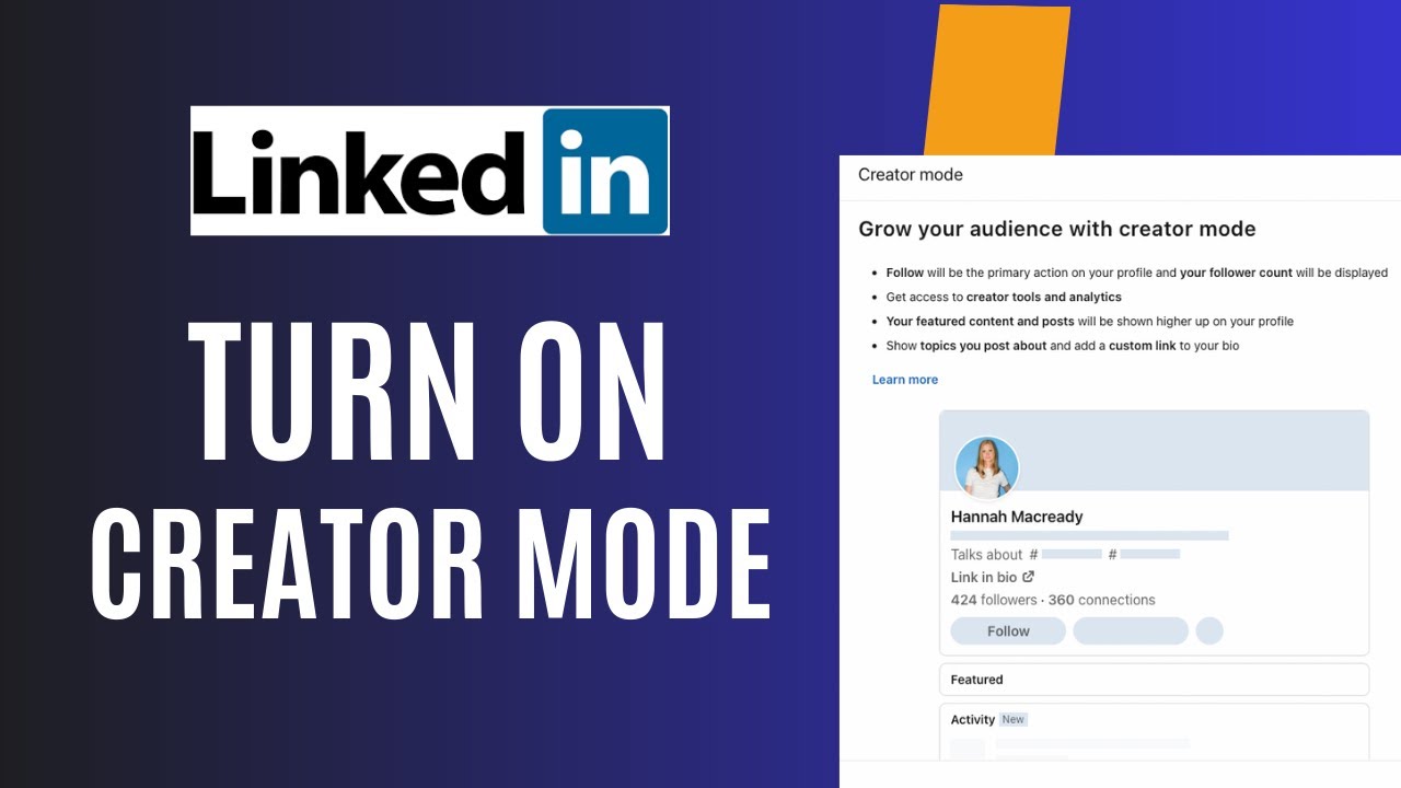 How to Turn on Creator Mode on LinkedIn - YouTube