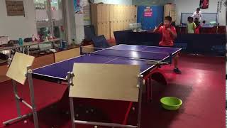 Kid Training Forehand On Return Board Very Fast