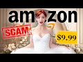 Trying on amazon wedding dresses