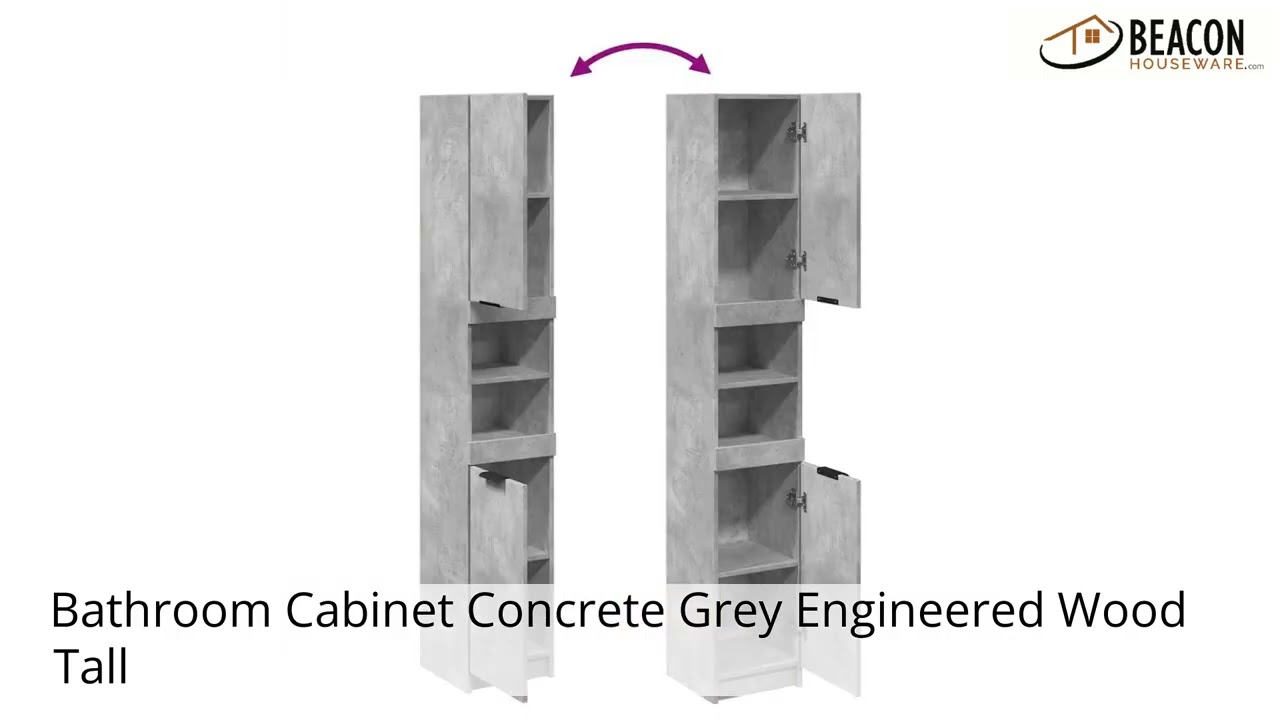 Bathroom Cabinet Concrete Grey Engineered Wood Tall