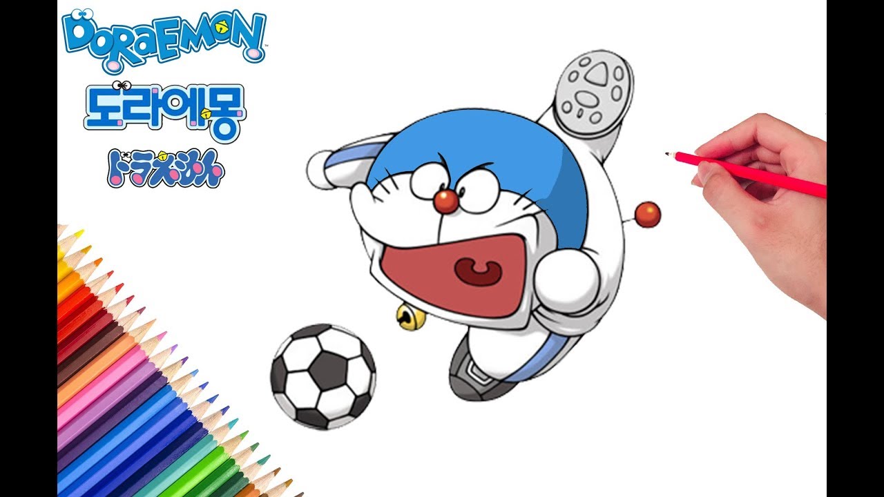 Download 도라에몽을 그려라 - Doraemon Play Football - Drawing and coloring - YouTube