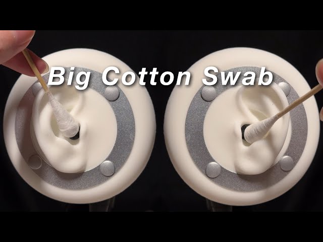 ASMR Dry Ear Cleaning with a Big Cotton Swab / 3Dio (No Talking)