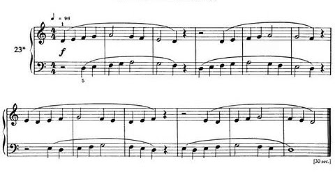 Béla Bartók. Mikrokosmos Volumen 1. 23 Imitation and Inversion (I) Audición. Partitura