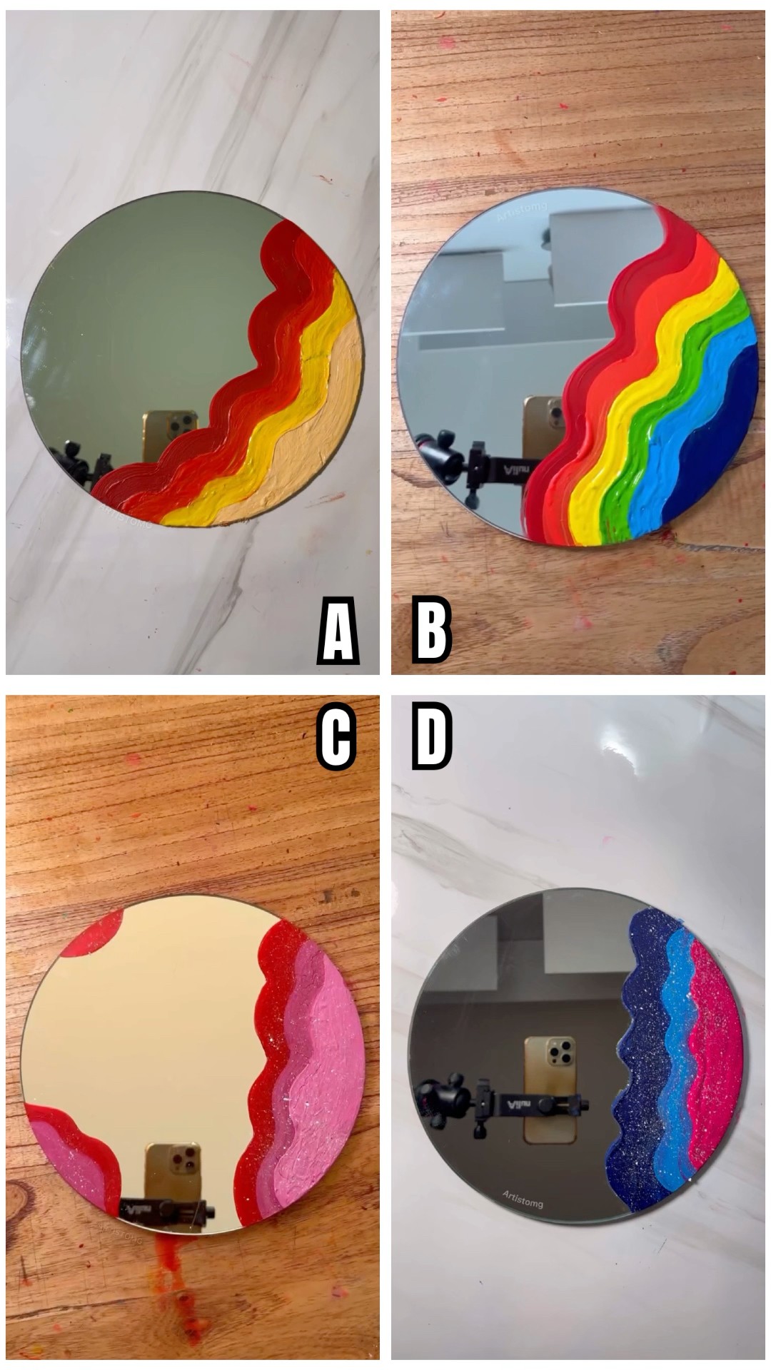 Painting Mirrors with a Make-up Brush! ?️✨? || What’s your Favorite?! ? #diy #art #shorts