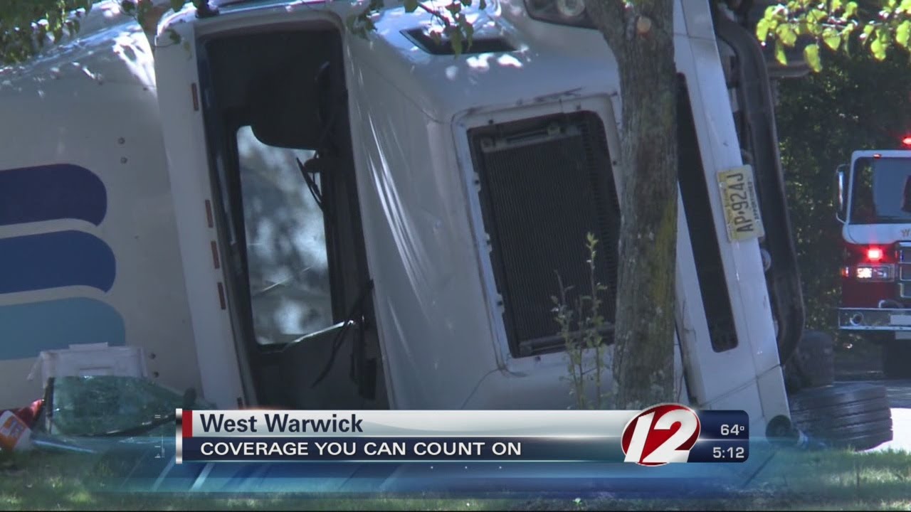 Tractor-trailer overturned