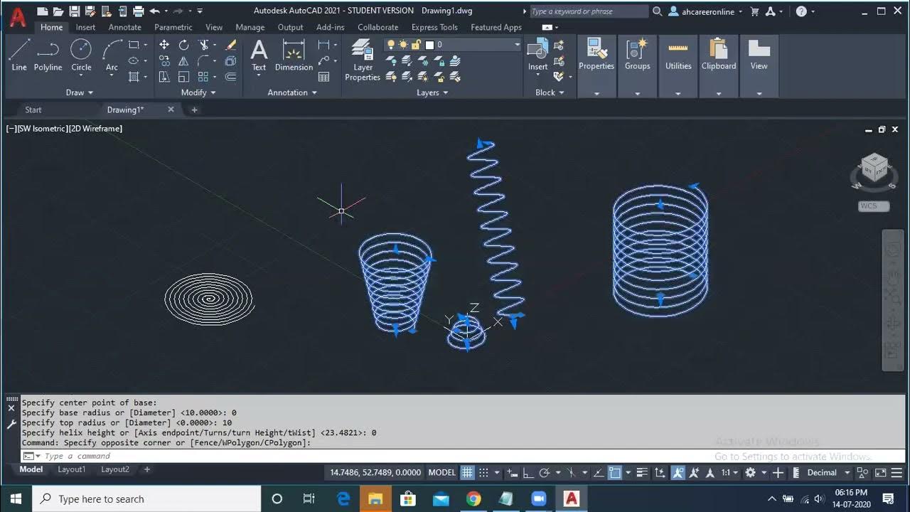 AHCAREER Online AutoCAD 3D Commands Examples 028 - YouTube