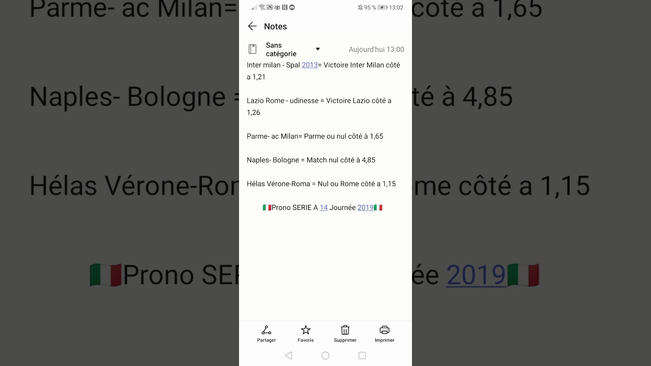 🇮🇹Prono SERIE A journée 14/2019