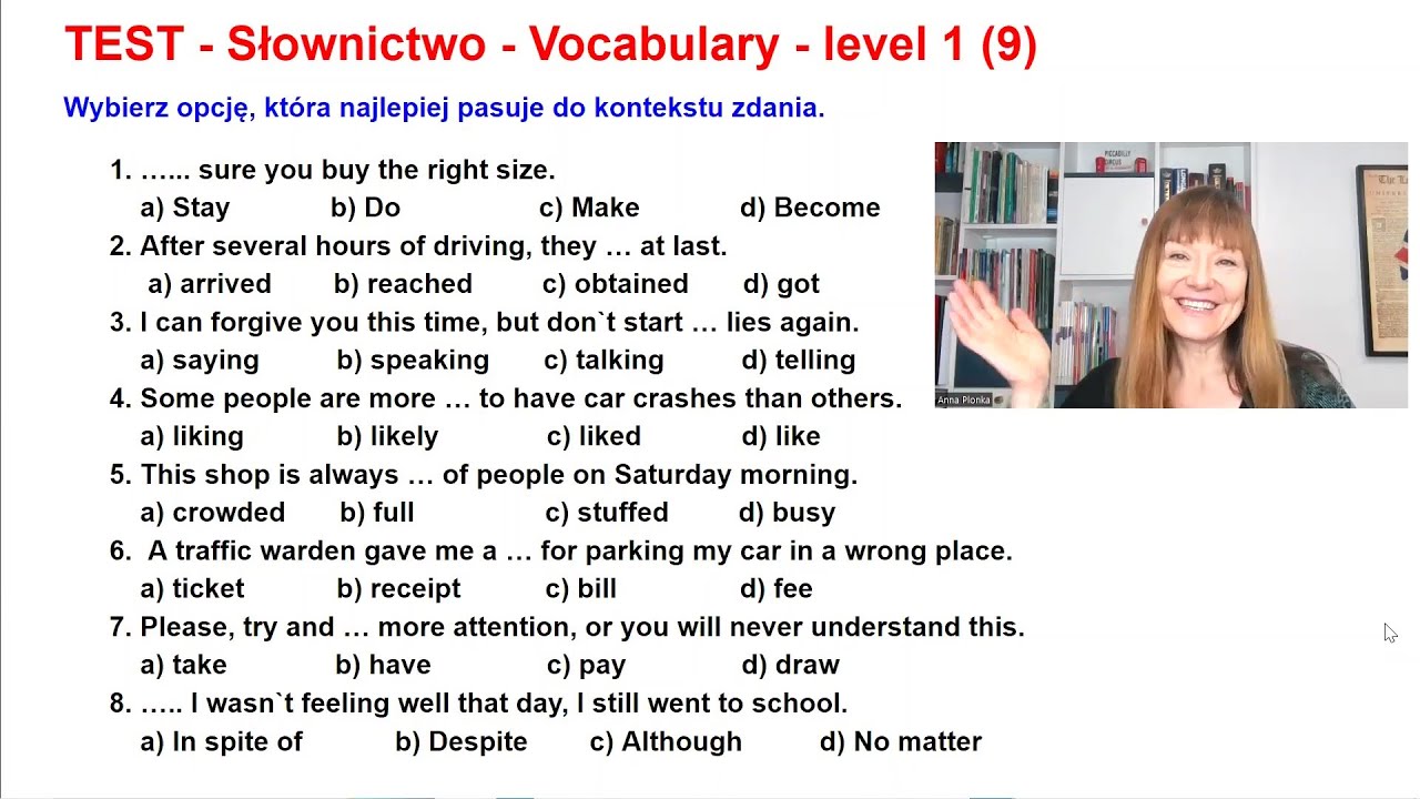 TEST - Słownictwo - Vocabulary (level1) part 9. - YouTube