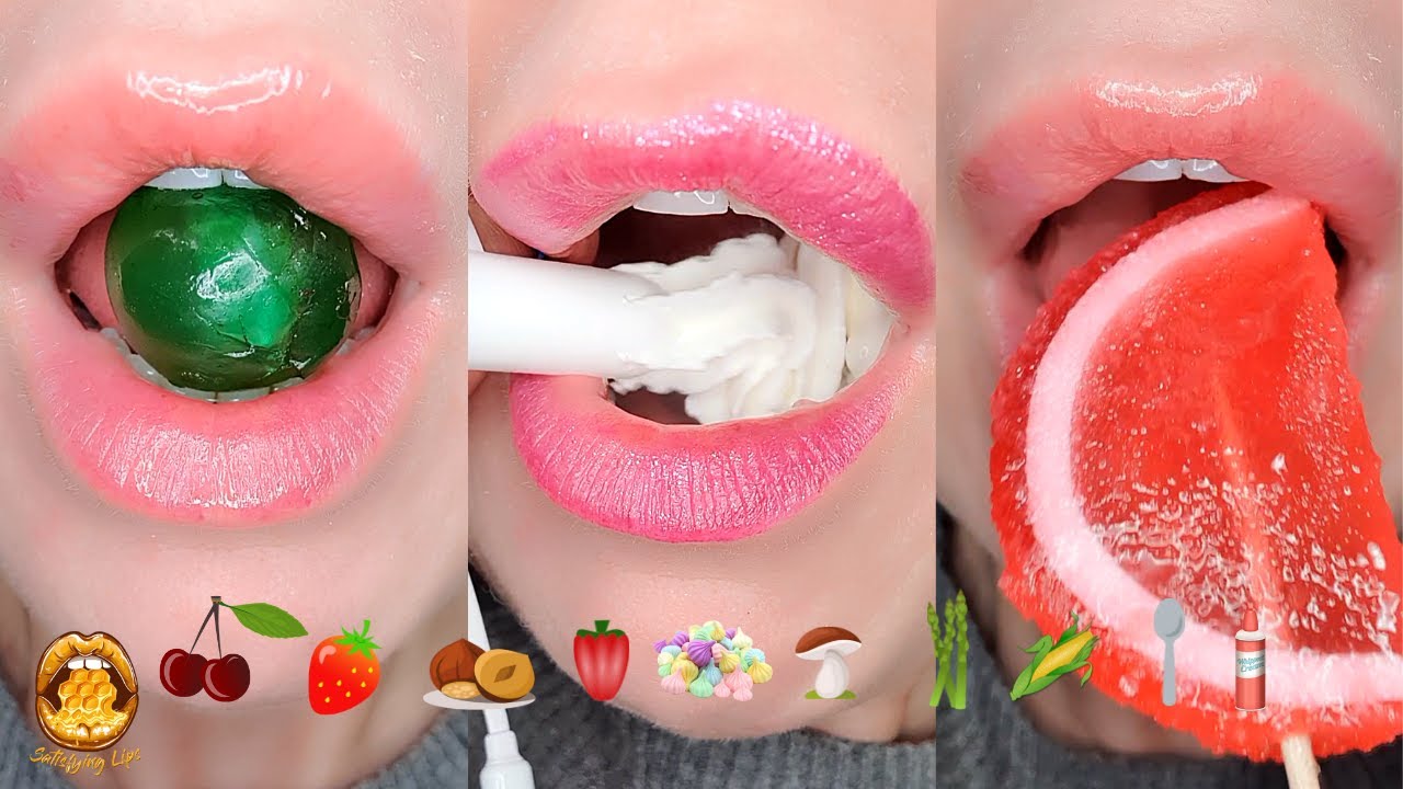 ASMR Eating Satisfying TikTok Emoji Food Challenge Mushroom Corn ...