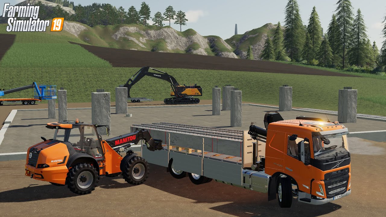 LS19 - Die Stahlträger für unser Bürogebäude werden geliefert und aufgebaut!