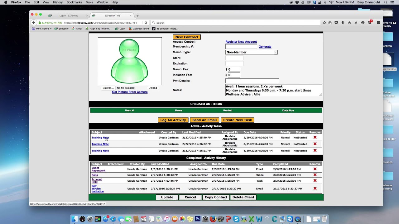 EZ Facility Training Notes