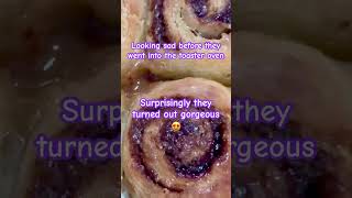 Cinnamon rolls before and after toaster oven baking #breadbaking #cinnamonrolls #positivevibes
