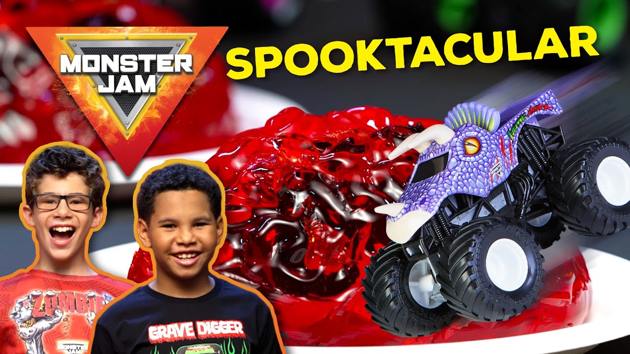 Monster truck spooky stunts and creepy challenges! | MONSTER JAM Revved Up RecapsSeason 6 Episode 6