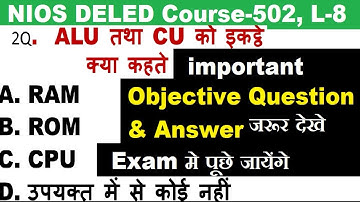 8.NIOS DELED Course- 502, Important Objective Questions and Answer