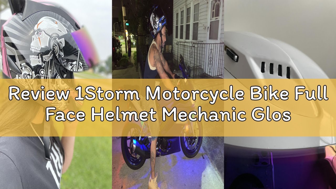 Review 1Storm Motorcycle Bike Full Face Helmet Mechanic Glossy Black Smoked Shield