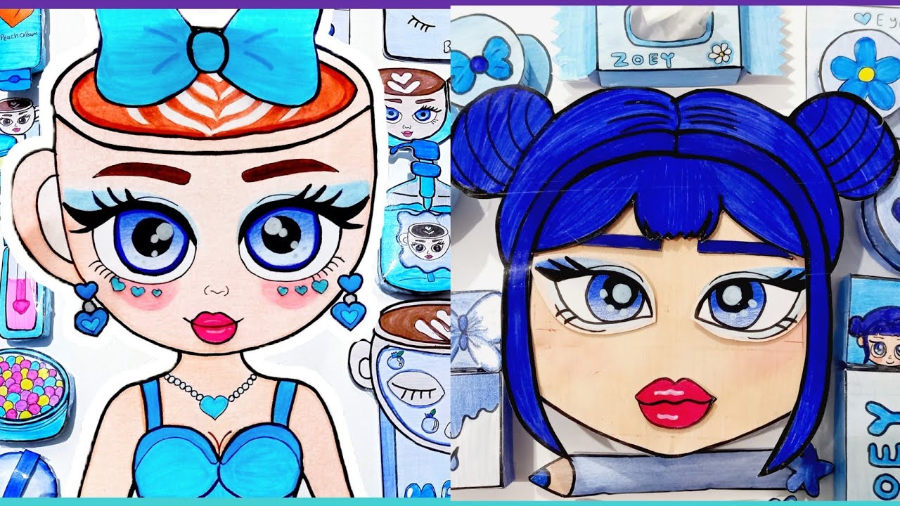 💙Paper diy💙 Rumi & Ballerina cappuccina Skincare + Makeup + Nails DIY! |Blind Bag Unboxing