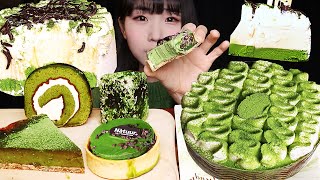 GREEN TEA DESSERT💚ICE CREAM CAKE, TART, CAKE 녹차 아이스크림 케이크, 그린티 타르트 녹차 디저트 먹방 MUKBANG ASMR 抹茶デザート