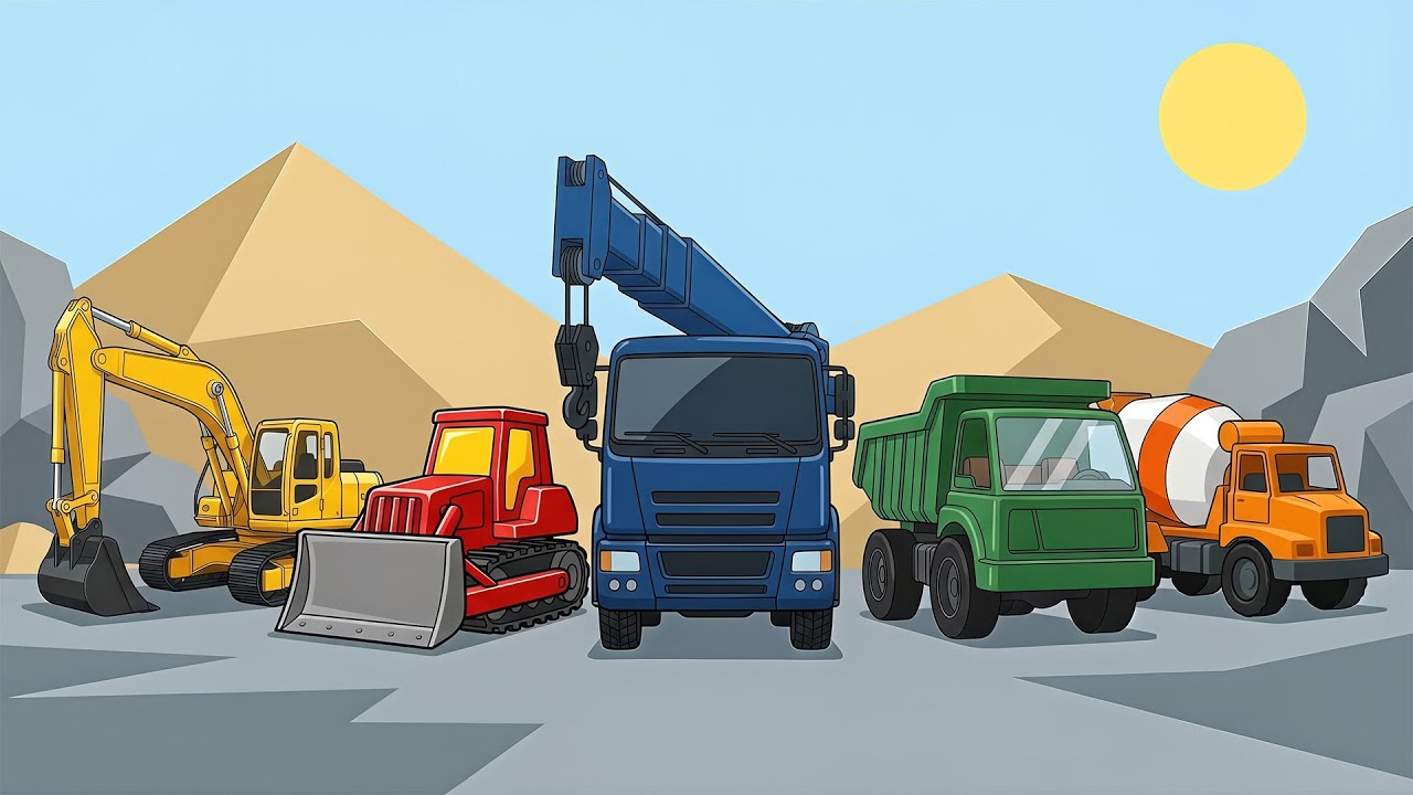 Mighty Construction Crew! 🚜 Fun & Bouncy Truck Song for Kids 🏗️🏗️