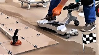 ▨ How to tile a floor fast and easy. Roller knee pads and seat Rubi RU81999. Rubi SR - 1.