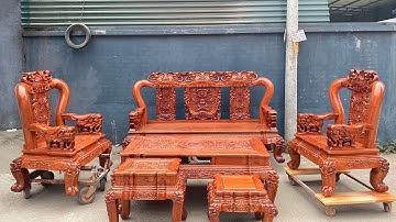 Bộ MINH QUỐC VOI CHIẾN gỗ Hương Đá Cột 12 Chân 14 Hàng Cao Cấp | Đồ gỗ Đồng Kỵ - Thái Học