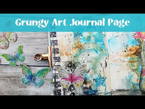 Grungy Art Journal Page with Butterfly - Video Tutorial
